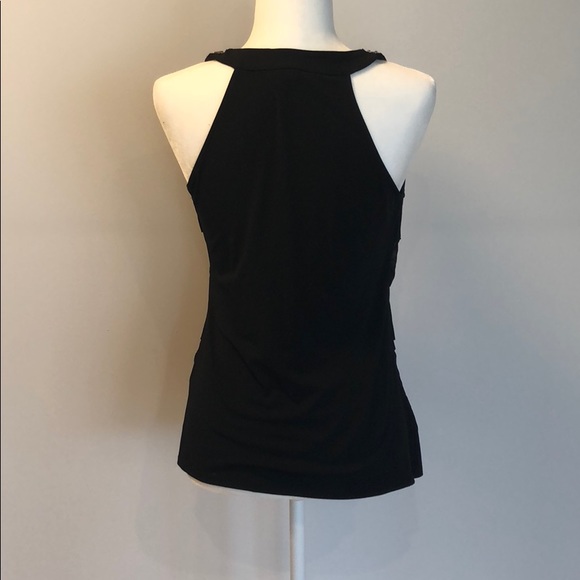 WHBM black top with Blue and gold embellishments - Picture 2 of 6